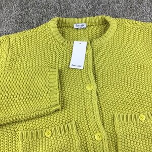 Splendid Womens Knit Cropped Cardigan Sweater Yellow Size XL Button Front NWT